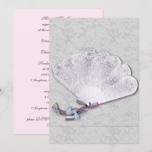  Lace Fan Wedding Kaart (Voorkant / Achterkant)