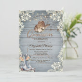 Lace Floral Boots Blue Wood Quinceañera   Kaart (Staand voorkant)