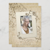  Lace Floral Foto 80th Birthday Uitnodiging (Voorkant / Achterkant)