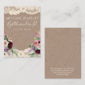 Lace Flower Kraft Handmade Jewelry Earring Display Visitekaartje (Voorkant / Achterkant)