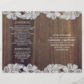 Lace Flowers | Barn Wood Folded Wedding Programs (Voorkant)