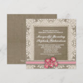 Lace Flowers & Burlap Repetitie Diner Uitnodiginge Kaart (Voorkant / Achterkant)