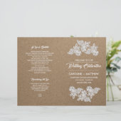 Lace Flowers | Kraft Paper Folded Wedding Programs (Staand voorkant)