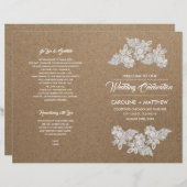 Lace Flowers | Kraft Paper Folded Wedding Programs (Voorkant / Achterkant)