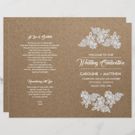 Lace Flowers | Kraft Paper Folded Wedding Programs