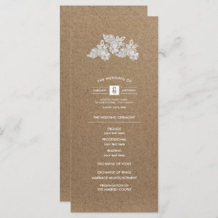 Lace Flowers   Kraft Paper Wedding Programs Programmakaart