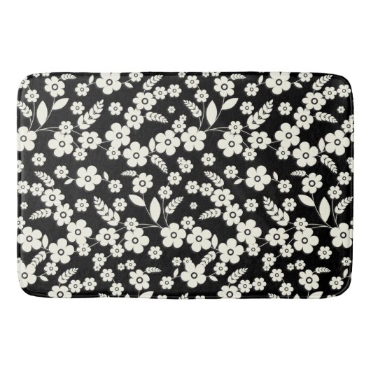 Lace Flowers on Black Badmat (Voorkant)