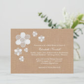  Lace Flowers op Burlap Baby shower nodigen uit Kaart (Staand voorkant)