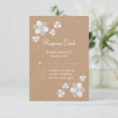  Lace Flowers op Burlap RSVP Kaartje (Staand voorkant)