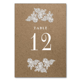 Lace Flowers | Tafelnummers Kraft Paper Kaarten