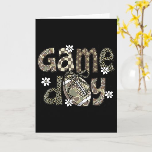 Lace Football Coquette Bow Camouflage Checkered Ga Kaart (Gele Bloem)