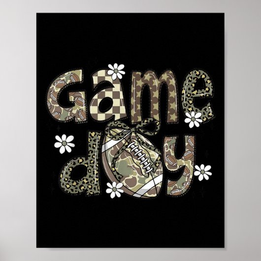 Lace Football Coquette Bow Camouflage Checkered Ga Poster (Voorkant)