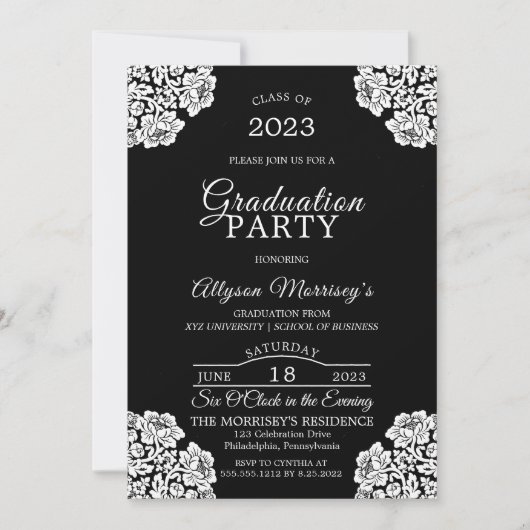  Lace Foto Afstuderen Kaart (Voorkant)