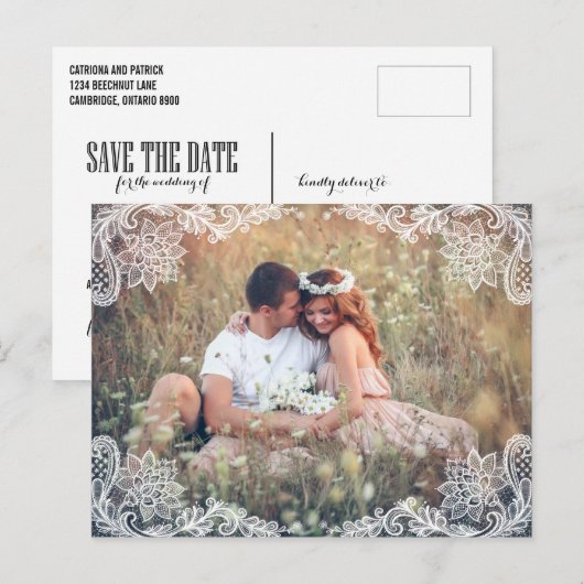  LACE FOTO BEWAREN HET DATUM BRIEFKAART (Voorkant / Achterkant)