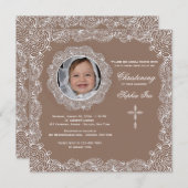 Lace Foto Lijst Wit Invitation Kaart (Voorkant / Achterkant)