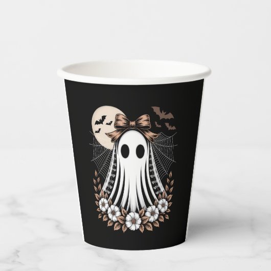  Lace Ghost Halloween Papieren Bekers (Voorkant)