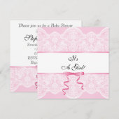  Lace Girl Baby shower Kaart (Voorkant / Achterkant)