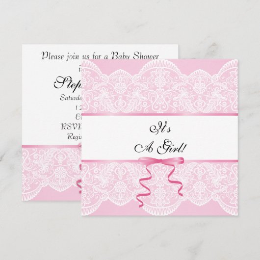 Lace Girl Baby shower Kaart (Voorkant / Achterkant)