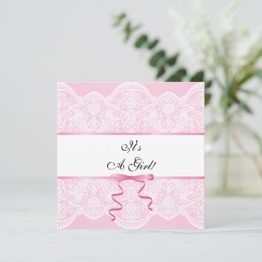  Lace Girl Baby shower Kaart (Staand voorkant)