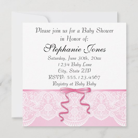  Lace Girl Baby shower Kaart (Achterkant)