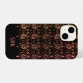 Lace Glitter Monogram Roos Gold Black iPhone Hoesje (Achterkant horizontaal)