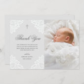  Lace Gray Baptisme Hartelijk dank Notitiekaartje (Voorkant / Achterkant)