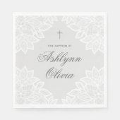  Lace Gray Christening Baptisme Servet (Voorkant)
