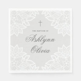 Lace Gray Christening Baptisme Servet