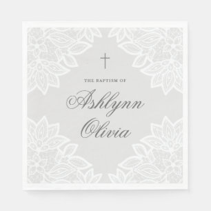  Lace Gray Christening Baptisme Servet