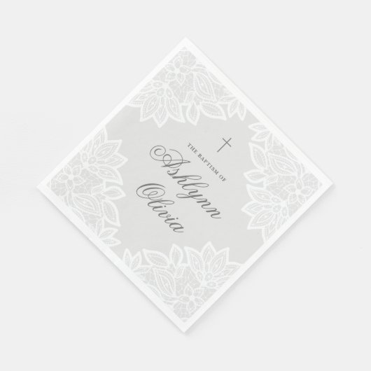  Lace Gray Christening Baptisme Servet (Hoek)