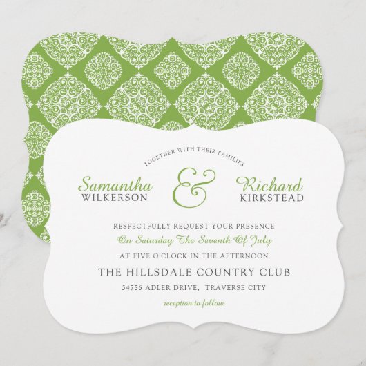 Lace GREENERY Wedding Invitation Kaart (Voorkant / Achterkant)