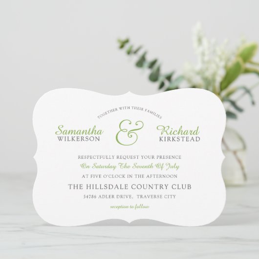 Lace GREENERY Wedding Invitation Kaart (Staand voorkant)