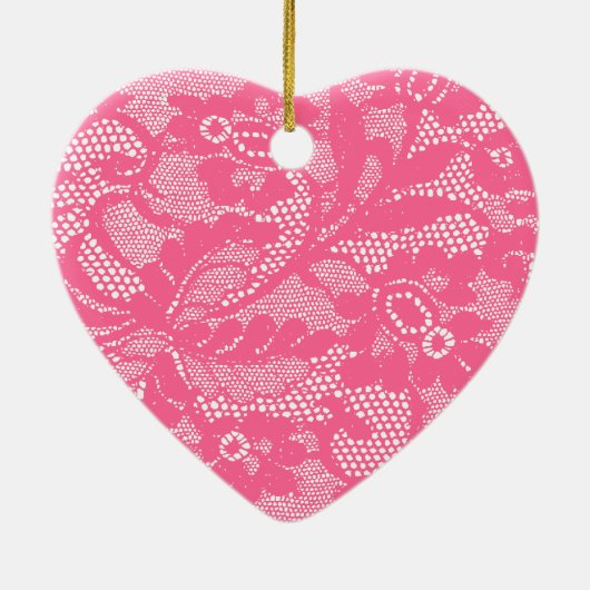 Lace Heart Keramisch Ornament (Achterkant)