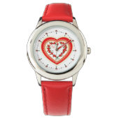 LACE HEART MET RODE STROMEN HORLOGE (Voorkant)