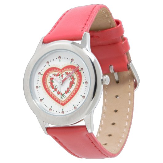 LACE HEART MET RODE STROMEN HORLOGE (Gekanteld)