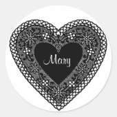 Lace Heart Ronde Sticker (Voorkant)