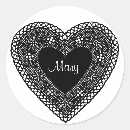 Lace Heart Ronde Sticker (Voorkant)