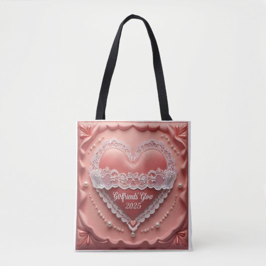 Lace Heart Suede Tote Bag (Voorkant)