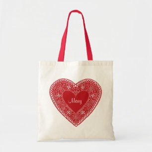 Lace Heart Tote Bag