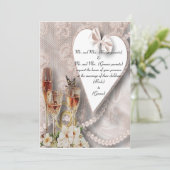 Lace & Hearts Invitation Kaart (Staand voorkant)