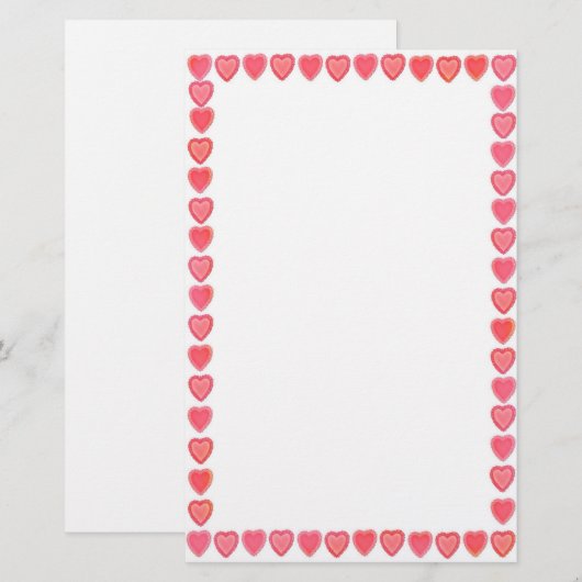 Lace Hearts Stationery Briefpapier (Voorkant / Achterkant)