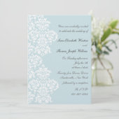 Lace Hoesje Blue Wedding Invitation Kaart (Staand voorkant)