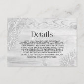 Lace hout bruiloft details informatiekaartje (Voorkant)