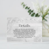 Lace hout bruiloft details informatiekaartje (Staand voorkant)