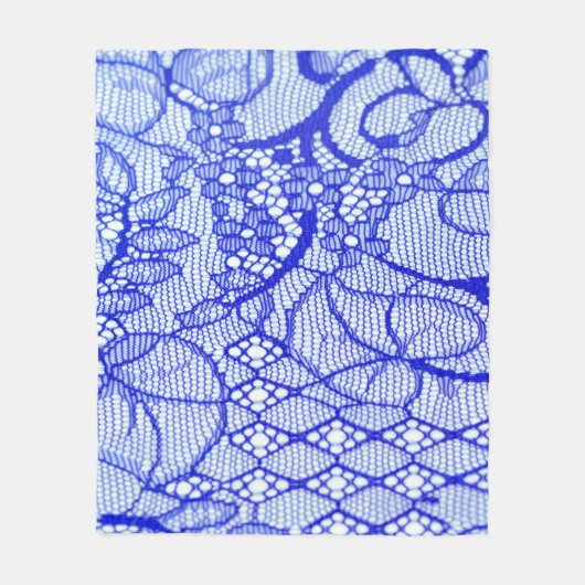 Lace in blauw. Royal Blue Couture Lace Patch Fleece Deken (Voorkant)