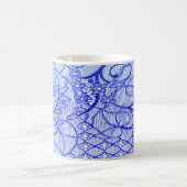 Lace in blauw. Royal Blue Couture Lace Patch Koffiemok (Center)
