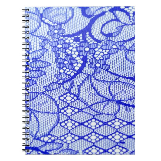 Lace in blauw. Royal Blue Couture Lace Patch Notitieboek (Voorkant)