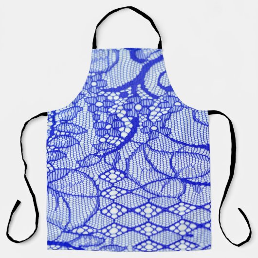Lace in blauw. Royal Blue Couture Lace Patch Schort (Voorkant)