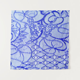 Lace in blauw. Royal Blue Couture Lace Patch Wandkleed