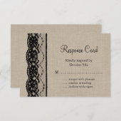 Lace in het zwart op Burlap RSVP (Voorkant / Achterkant)